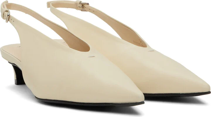 Jil Sander Off-White Slingback Heels - Image 4