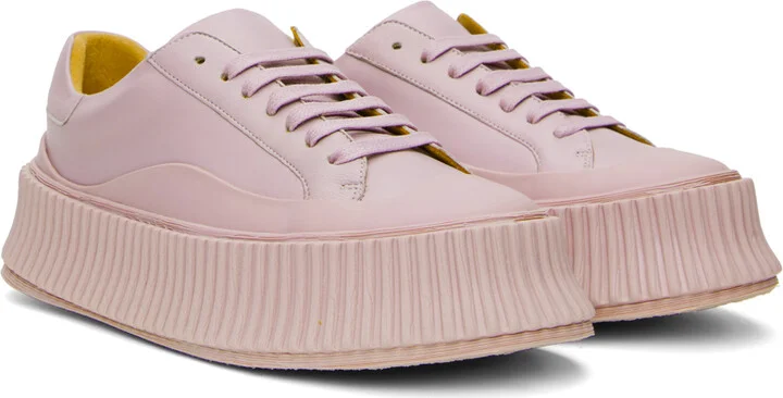 Jil Sander Purple Leather Sneakers - Image 4