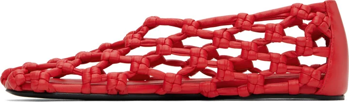 Jil Sander Red Hand-Knotted Ballerina Flats - Image 3