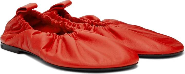 Jil Sander Red Leather Ballerina Flats - Image 4