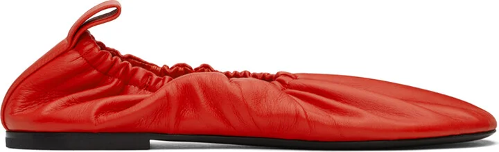 Jil Sander Red Leather Ballerina Flats