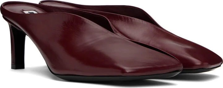 Jil Sander Red Square Toe Mules - Image 4