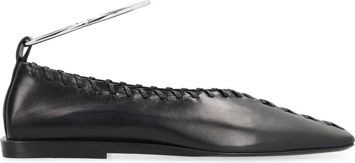 Jil Sander Ring Leather Ballet Flats - Image 2
