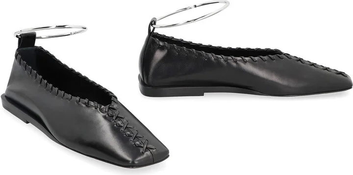 Jil Sander Ring Leather Ballet Flats - Image 3