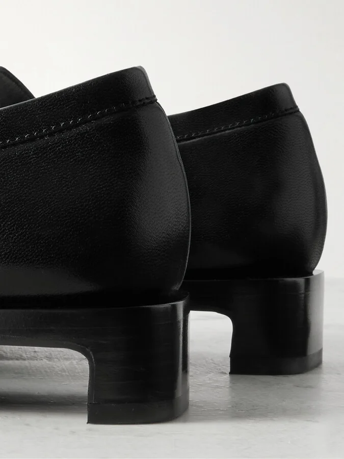 Jil Sander - Ruched Crinkled-leather Penny Loafers - Black - Image 4