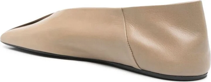 Jil Sander Sandy-Colored Leather Ballet Flats - Image 2