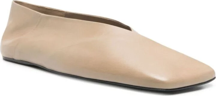 Jil Sander Sandy-Colored Leather Ballet Flats - Image 3
