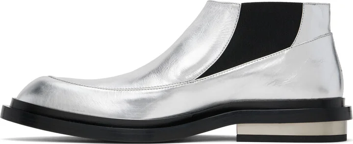 Jil Sander Silver Ankle Chelsea Boots - Image 3