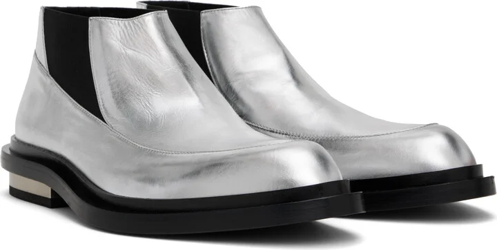 Jil Sander Silver Ankle Chelsea Boots - Image 4
