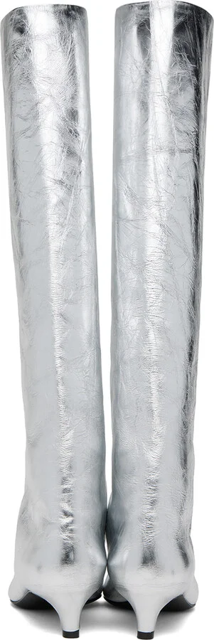 Jil Sander Silver Metallic Boots - Image 2