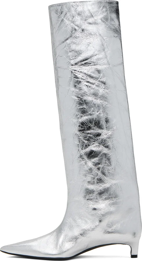 Jil Sander Silver Metallic Boots - Image 3
