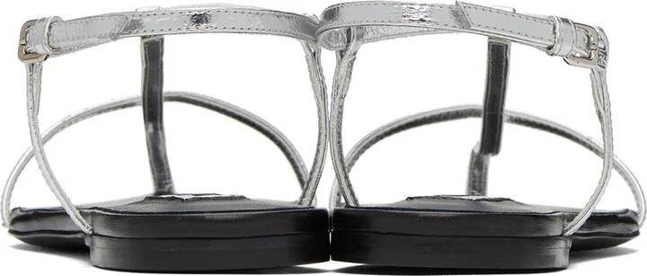 Jil Sander Silver Pointed Toe Sandals - Image 2