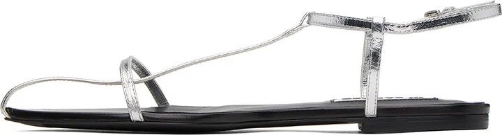 Jil Sander Silver Pointed Toe Sandals - Image 3