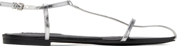 Jil Sander Silver Pointed Toe Sandals