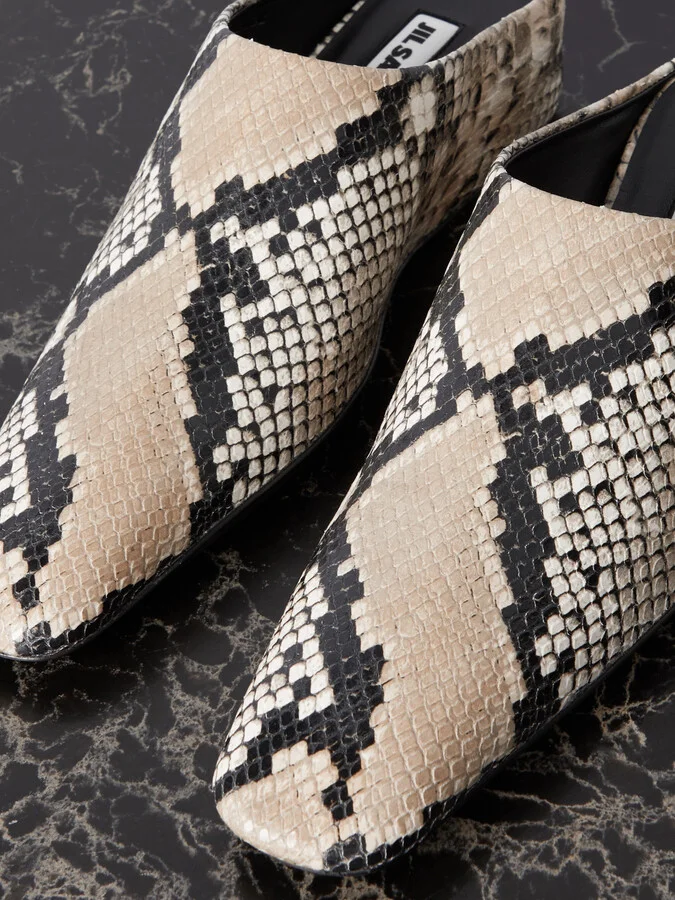 Jil Sander - Snake-effect Leather Mules - Animal print - Image 4