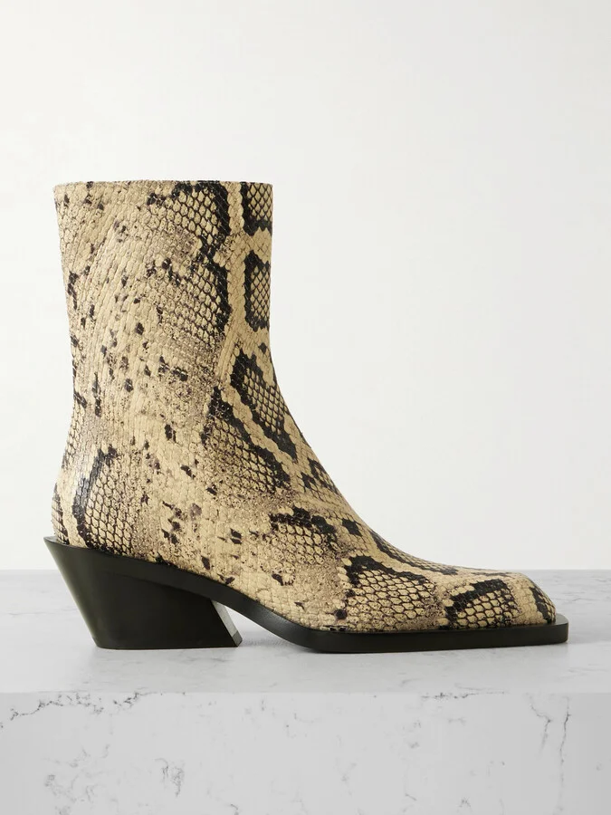 Jil Sander - Snake-print Leather Ankle Boots - Animal print