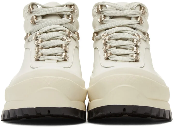 Jil Sander SSENSE Exclusive Off-White Leather Hiking Boots - Image 2