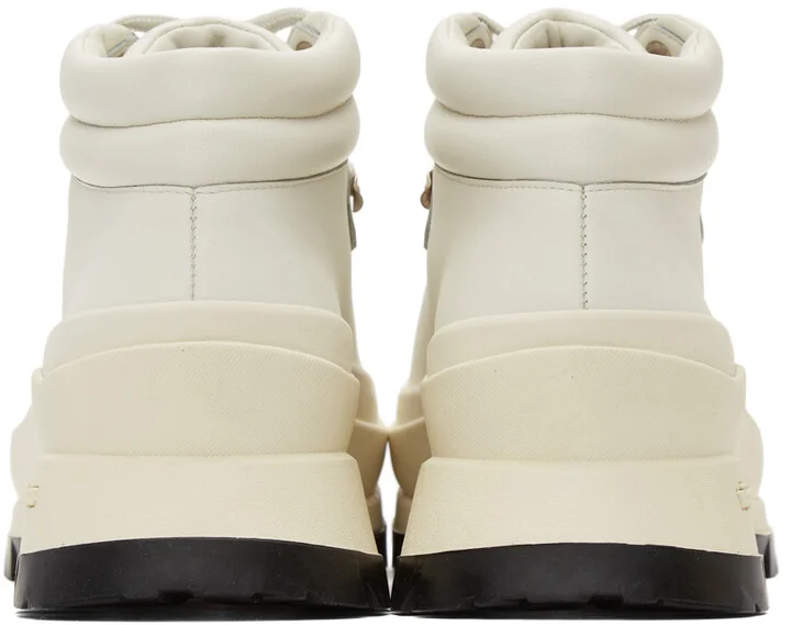 Jil Sander SSENSE Exclusive Off-White Leather Hiking Boots - Image 4
