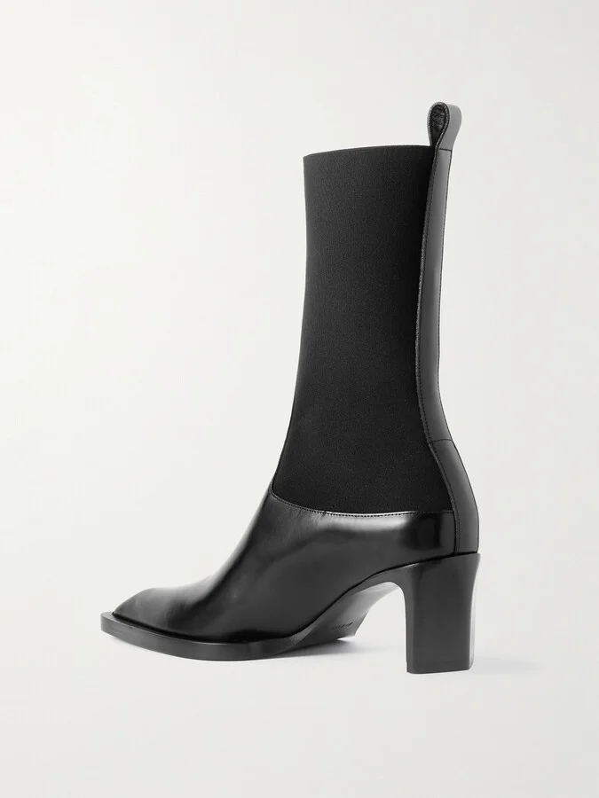 Jil Sander - Stretch-knit And Leather Ankle Boots - Black - Image 3