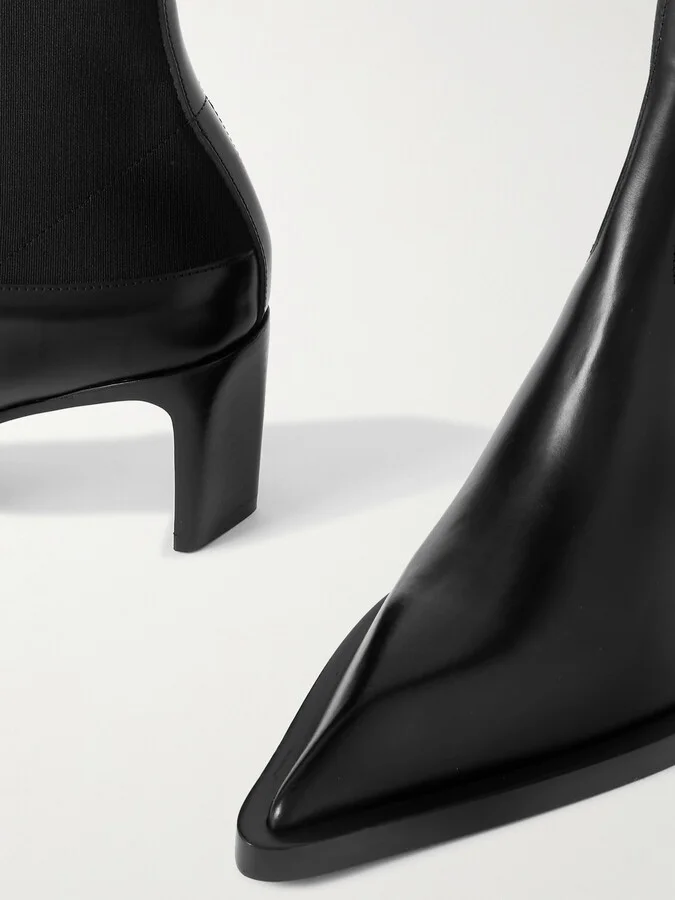 Jil Sander - Stretch-knit And Leather Ankle Boots - Black - Image 4