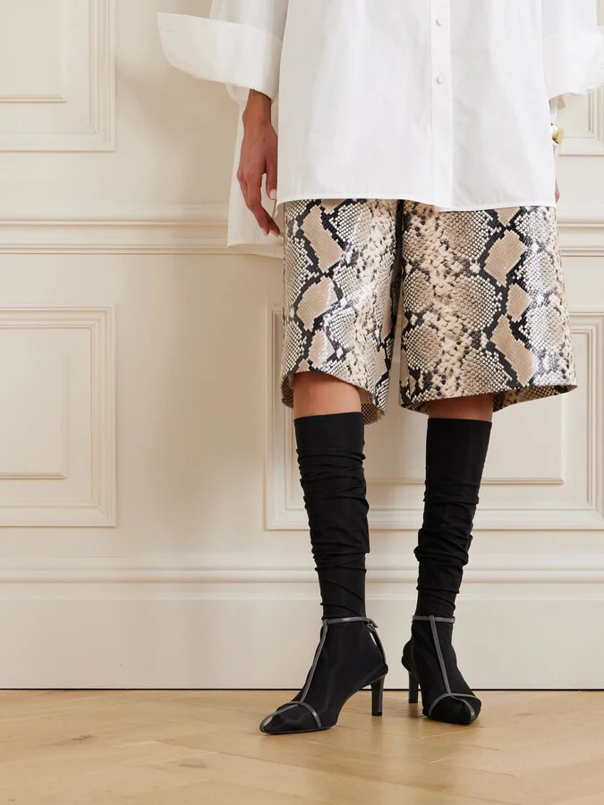 Jil Sander - Stretch-mesh And Leather Knee Boots - Black - Image 2
