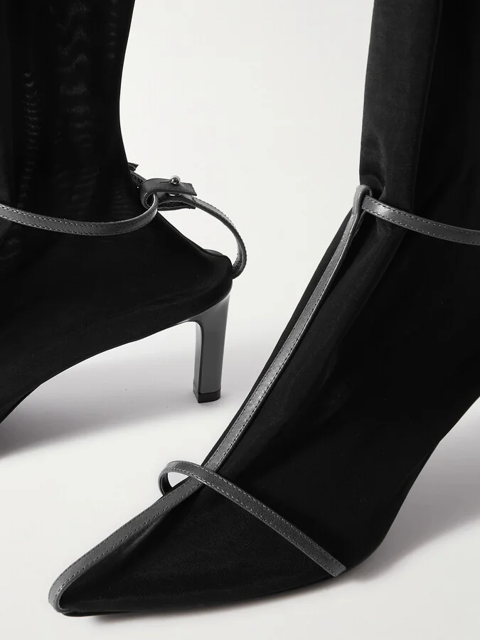 Jil Sander - Stretch-mesh And Leather Knee Boots - Black - Image 4