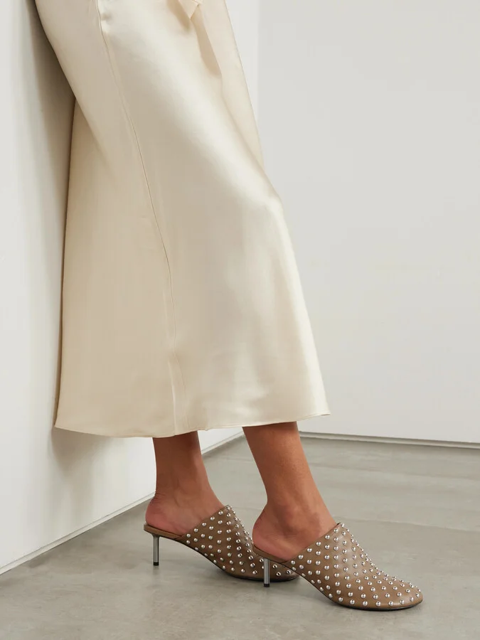Jil Sander - Studded Leather Mules - Brown - Image 2