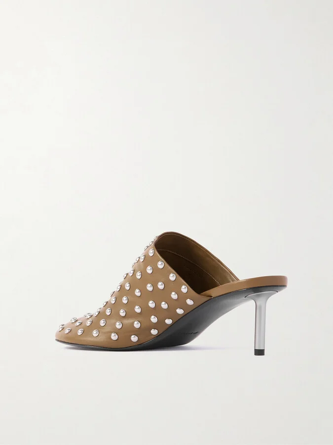 Jil Sander - Studded Leather Mules - Brown - Image 3
