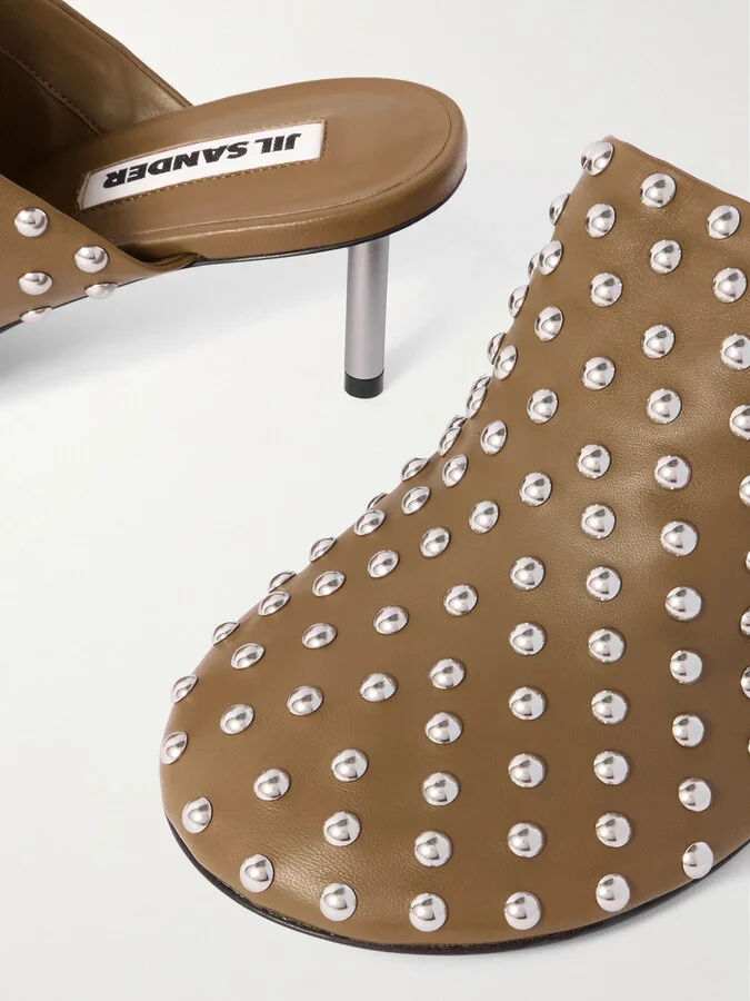 Jil Sander - Studded Leather Mules - Brown - Image 4