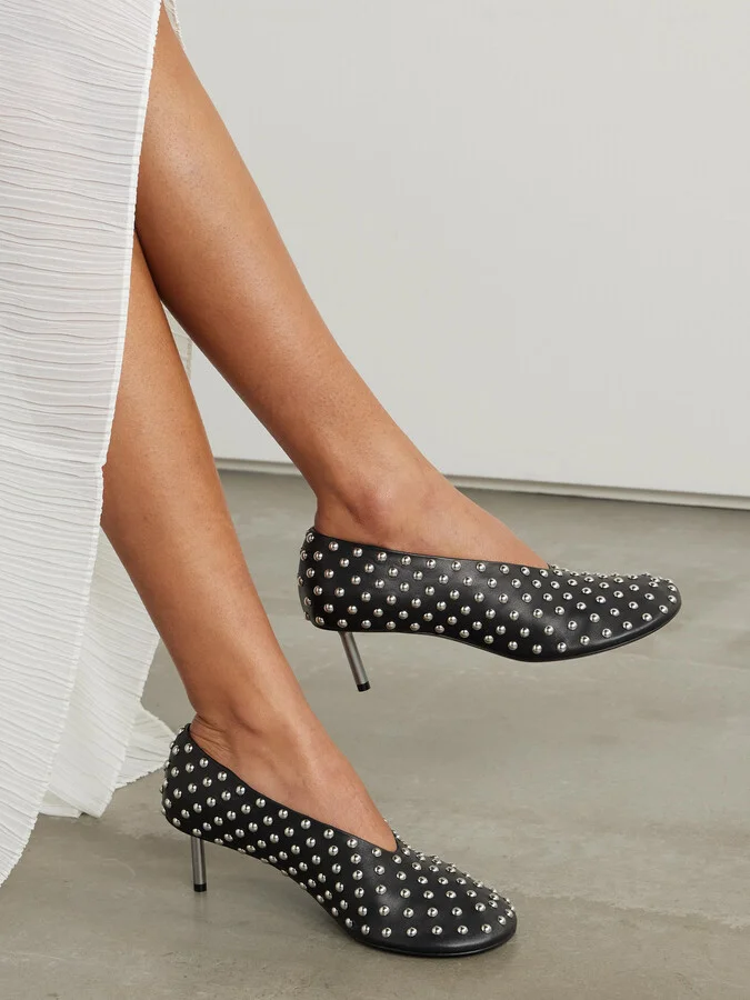 Jil Sander - Studded Leather Pumps - Black - Image 2