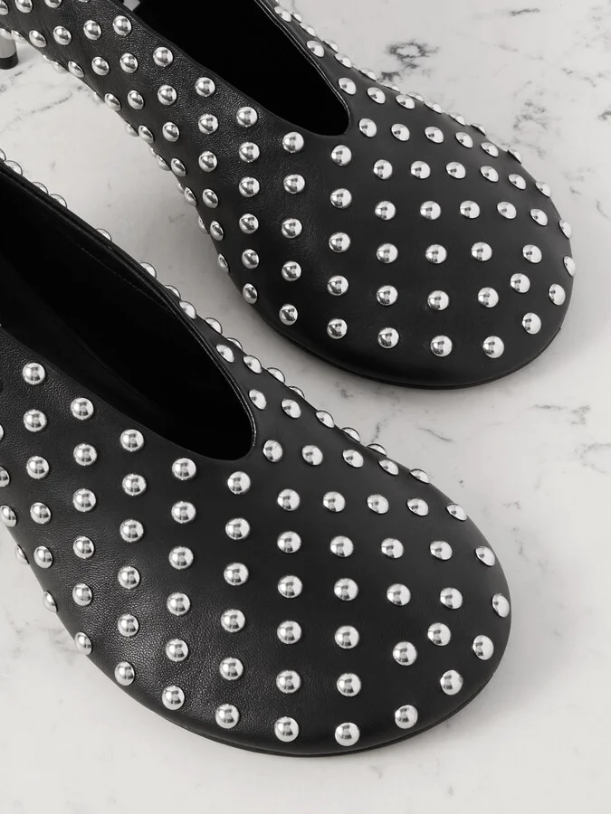 Jil Sander - Studded Leather Pumps - Black - Image 4