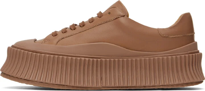 Jil Sander Tan Leather Sneakers - Image 3