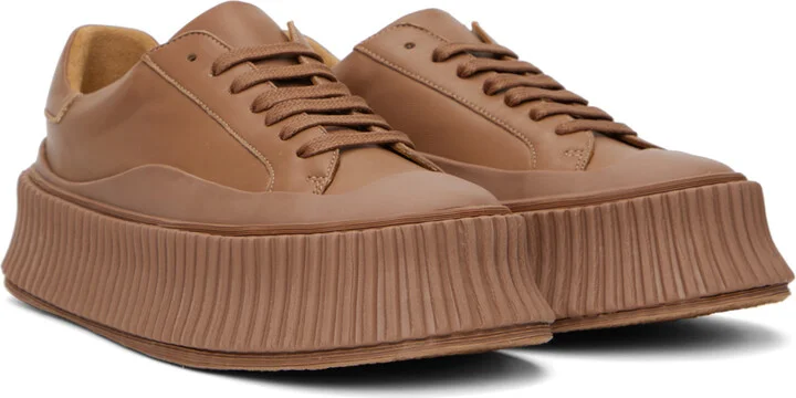 Jil Sander Tan Leather Sneakers - Image 4