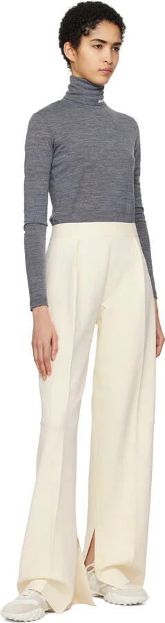 Jil Sander White & Beige Shiny Nylon & Suede Sneakers - Image 5