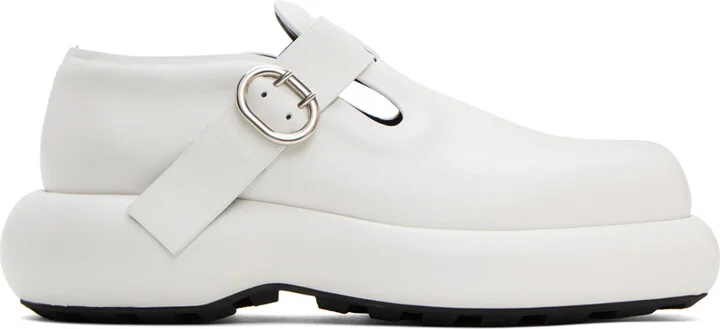 Jil Sander White Buckle Oxfords