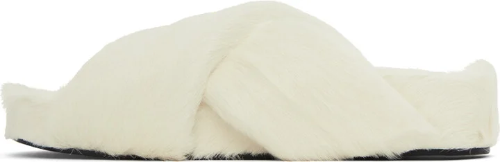 Jil Sander White Cross Strap Slides - Image 3