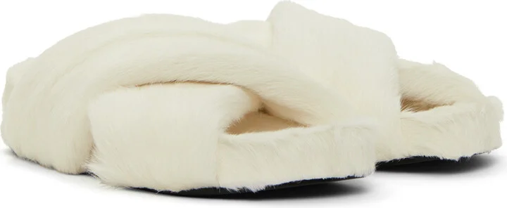 Jil Sander White Cross Strap Slides - Image 4