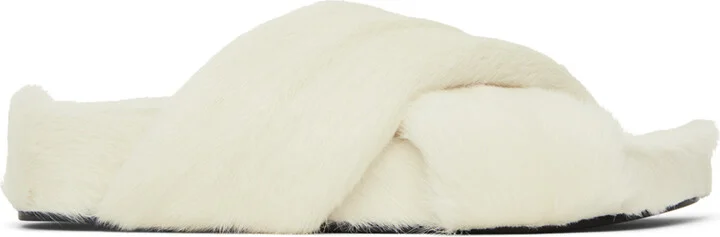 Jil Sander White Cross Strap Slides
