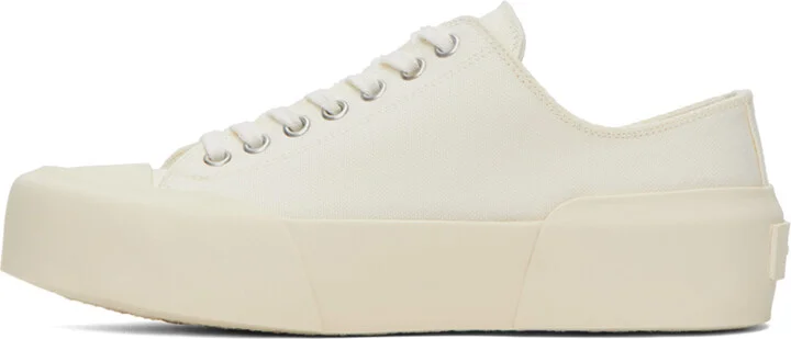 Jil Sander White Embossed Sneakers - Image 3