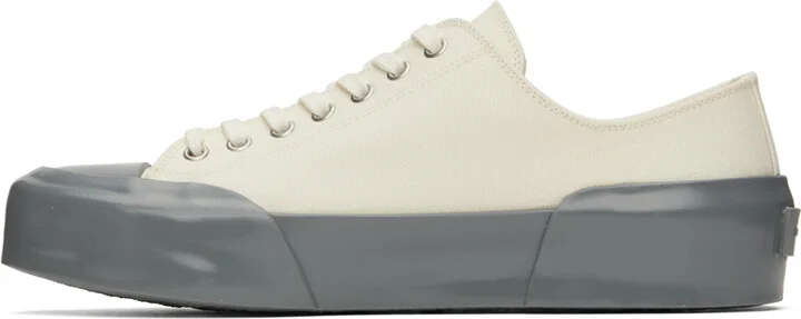 Jil Sander White & Gray Low-Top Sneakers - Image 3