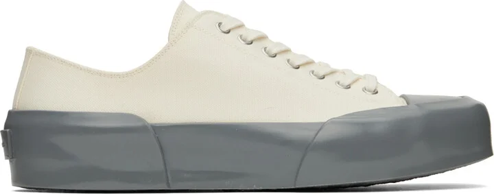 Jil Sander White & Gray Low-Top Sneakers
