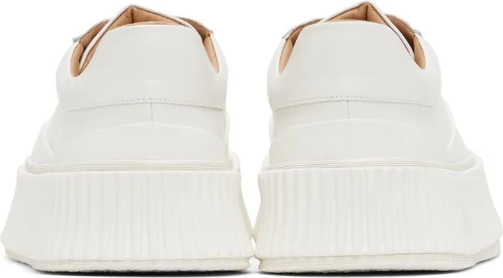 Jil Sander White Leather Platform Low-Top Sneakers - Image 2