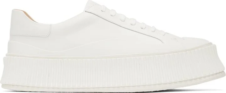 Jil Sander White Leather Platform Low-Top Sneakers