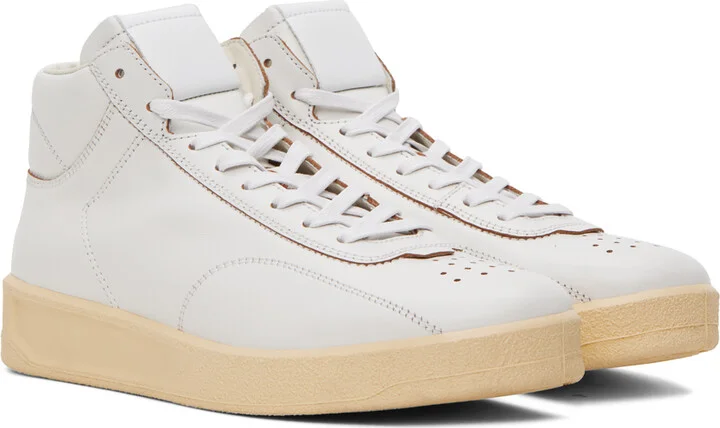 Jil Sander White Leather Sneakers - Image 4