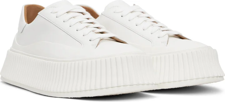 Jil Sander White Low-Top Platform Sneakers - Image 4