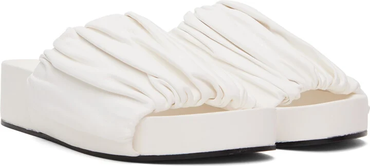 Jil Sander White Oversized Ruched Sandals - Image 4