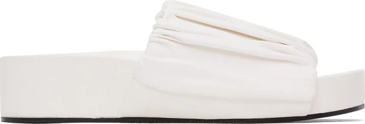 Jil Sander White Oversized Ruched Sandals