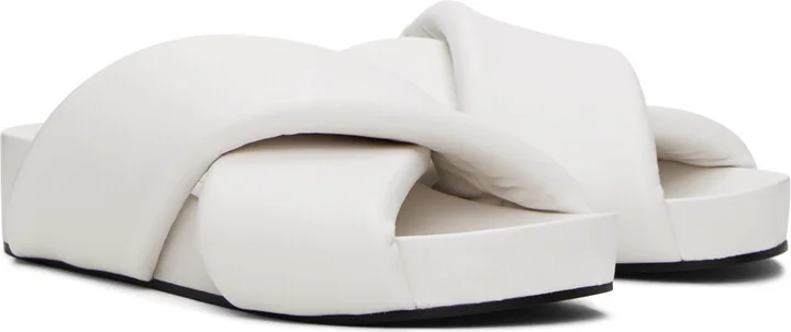 Jil Sander White Padded Slides - Image 4