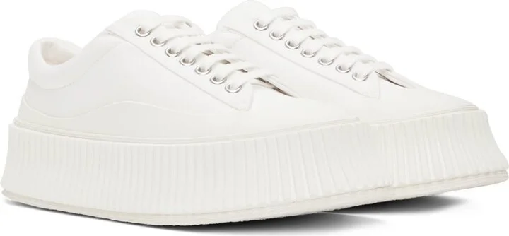 Jil Sander White Platform Sneakers - Image 4