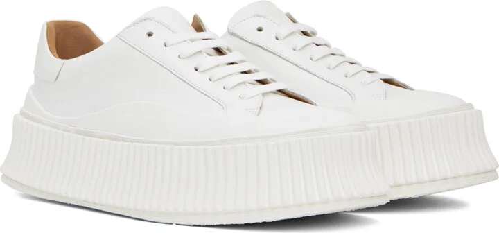Jil Sander White Platform Sneakers - Image 4